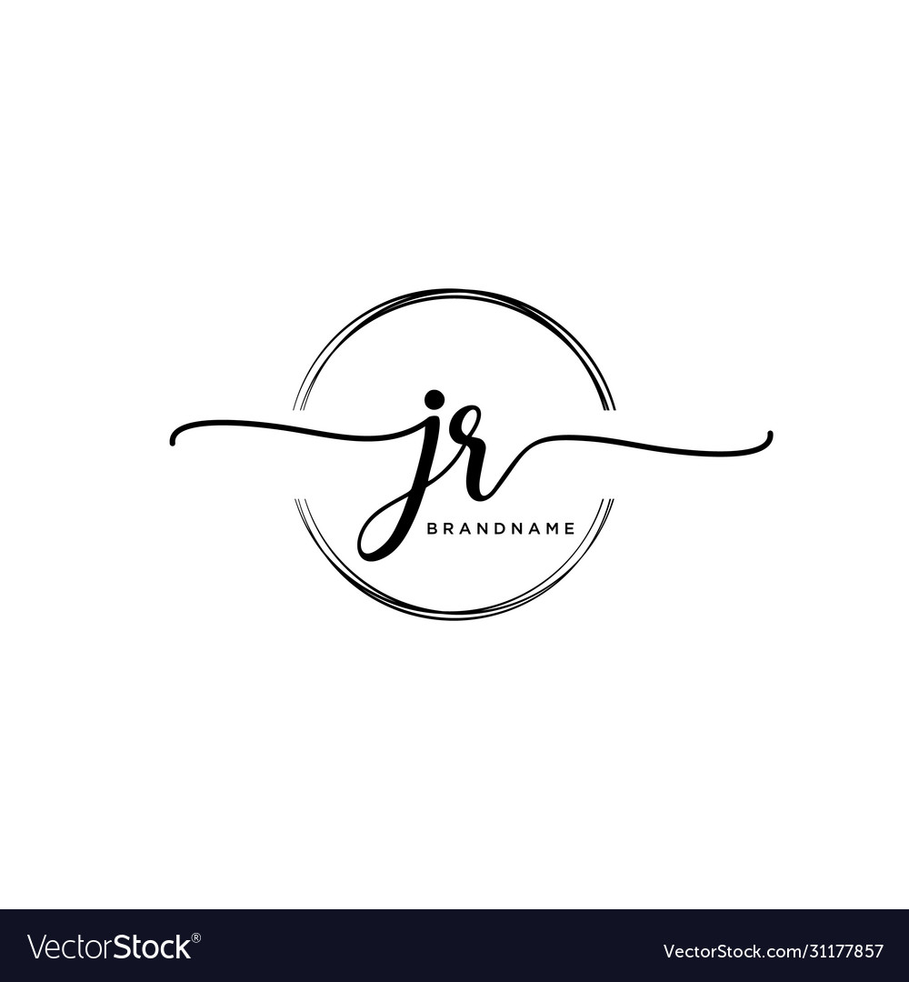 Jr initial handwriting logo with circle template