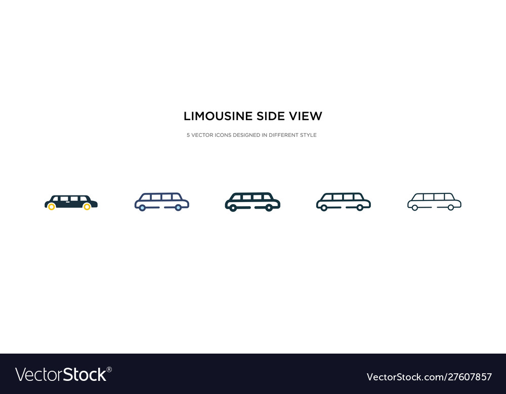 Limousine side view icon in different style two vector image Limousine side view icon in different style two
