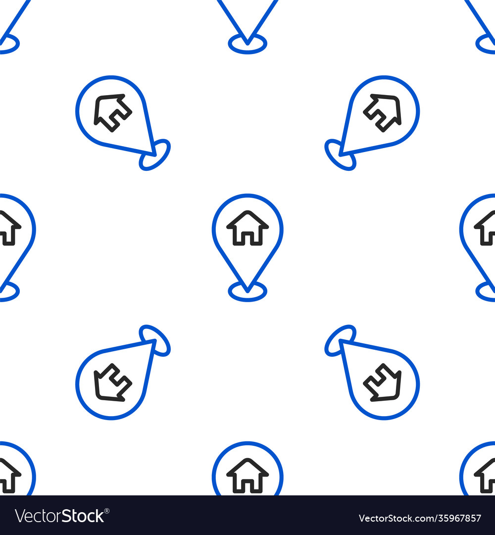 Line map pointer with house icon isolated seamless vector image Line map pointer with house icon isolated seamless