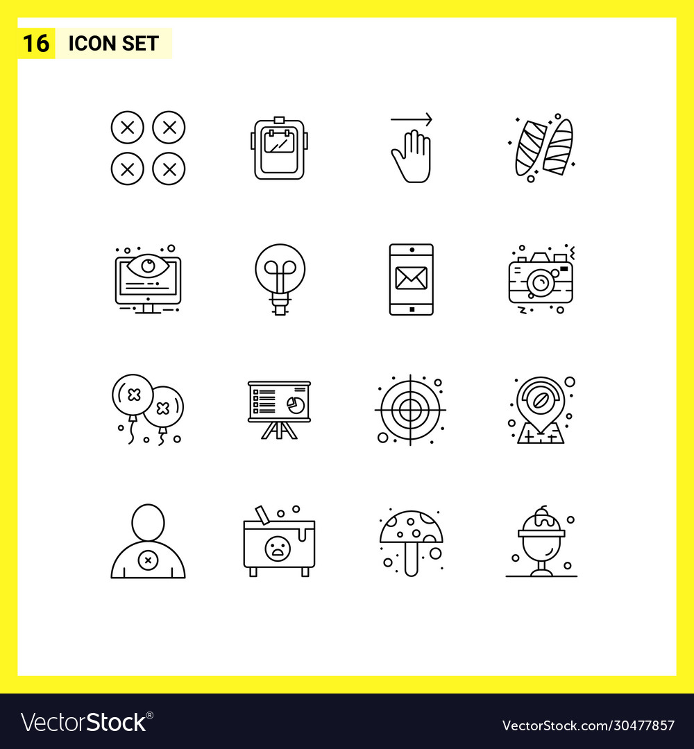 Mobile interface outline set 16 pictograms