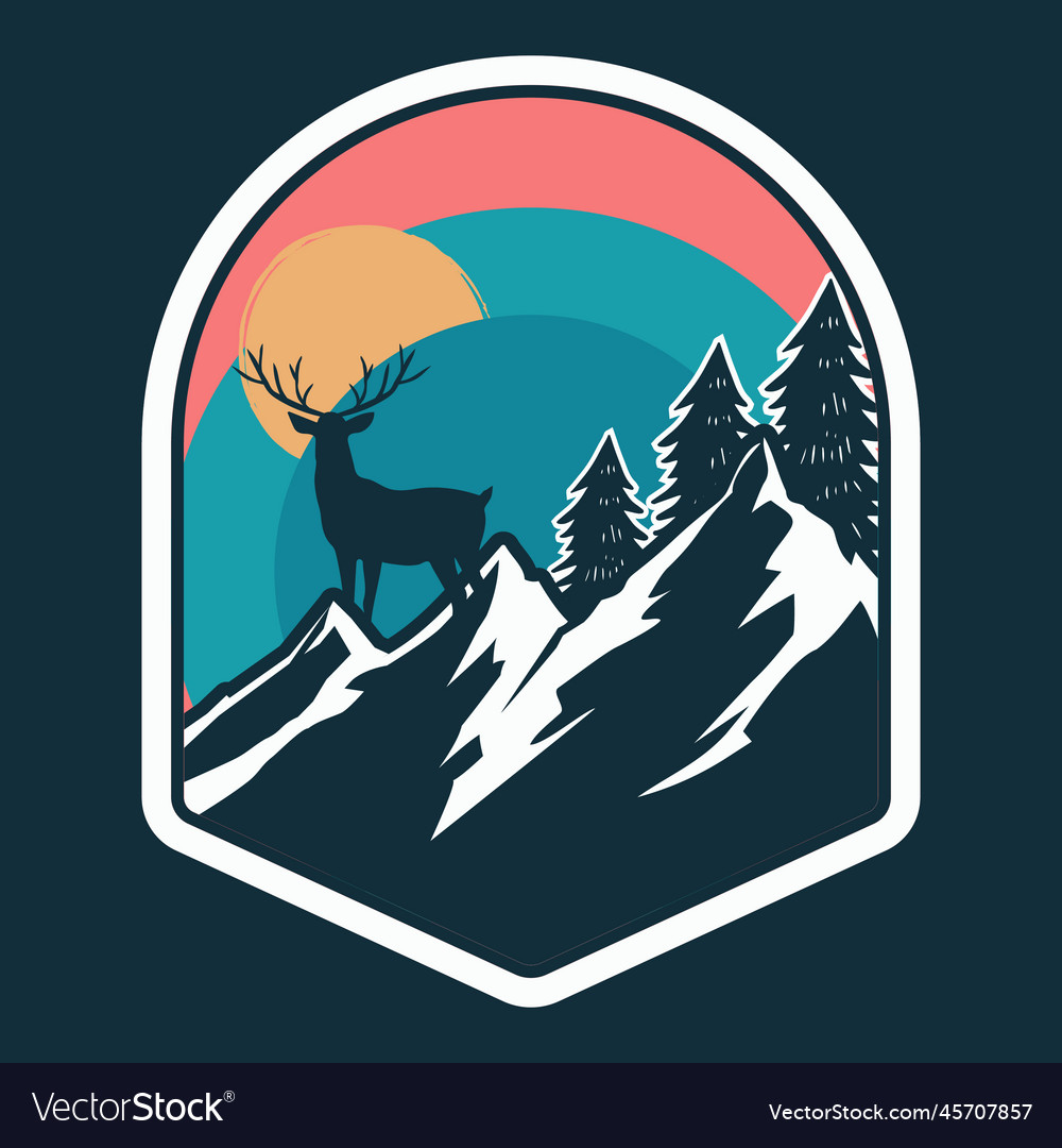 Mountain vintage badge sticker and t-shirt design Vector Image