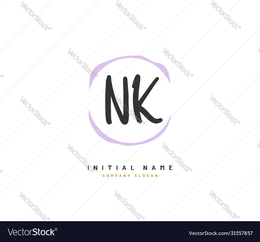 N k nk beauty initial logo handwriting