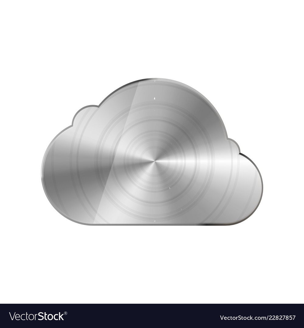 Round polished bright glossy metal cloud icon