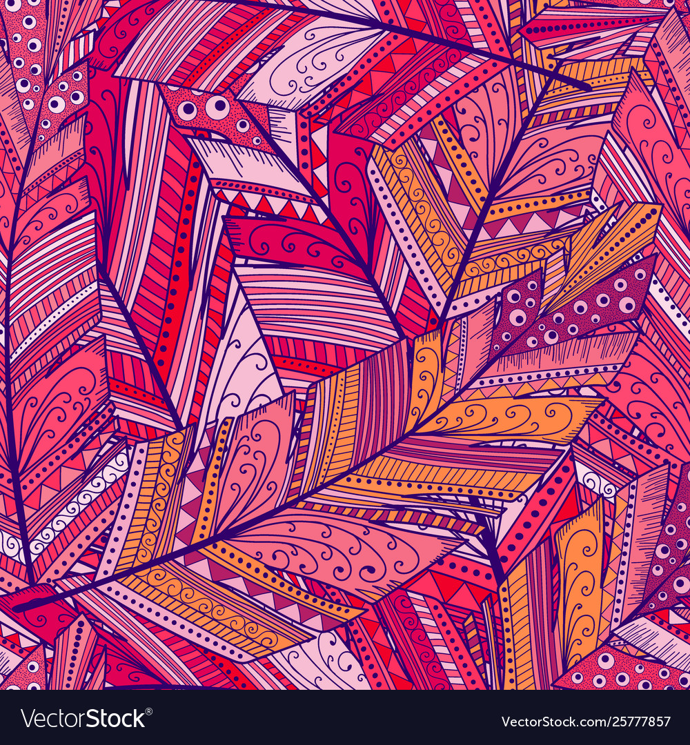 Seamless pattern with abstract featherhand draw vector image Seamless pattern with abstract featherhand draw