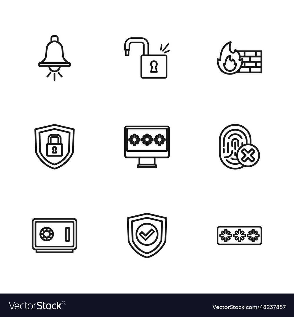 Set line shield with check mark cancelled vector image Set line shield with check mark cancelled