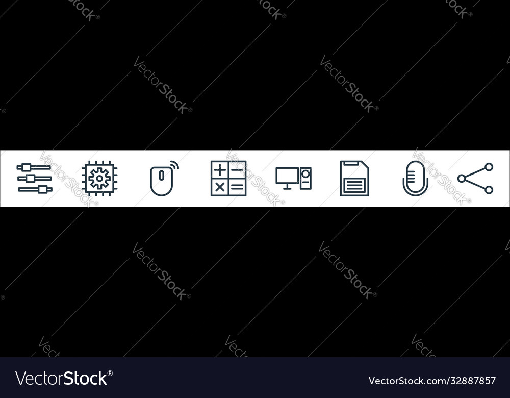 Technology line icons linear set quality vector image Technology line icons linear set quality