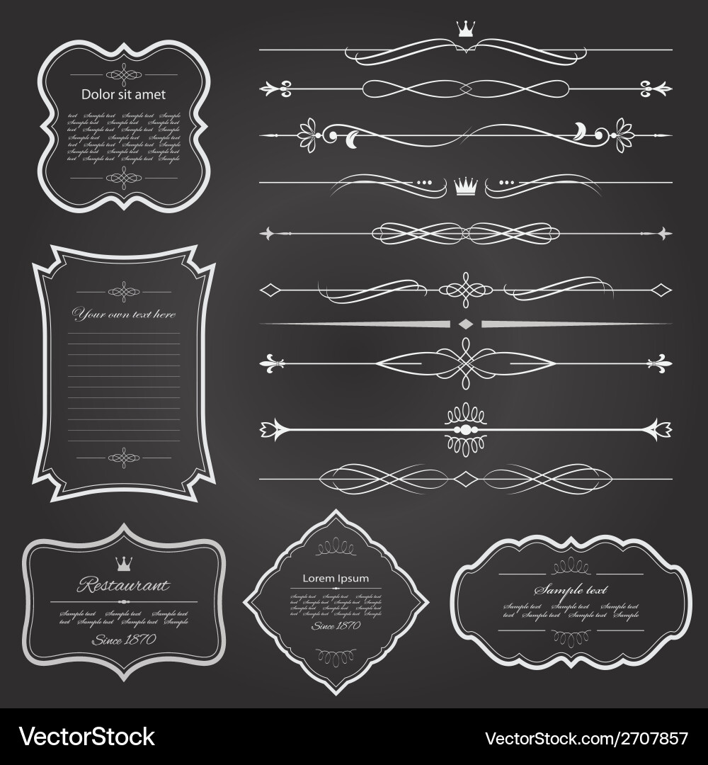 Vintage frame and divider set Royalty Free Vector Image