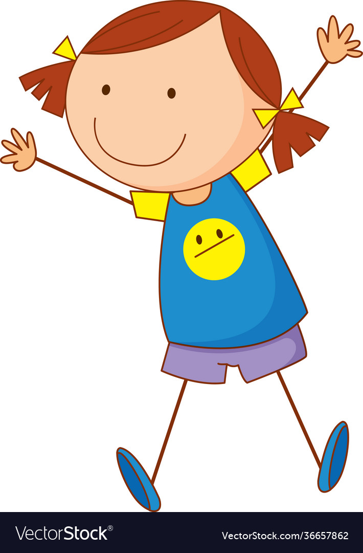 Cute girl cartoon character in hand drawn doodle Vector Image