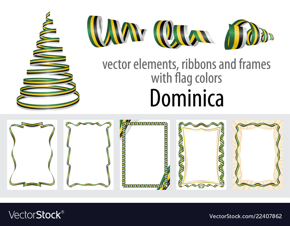 Dominica Flag Ribbons and Frames