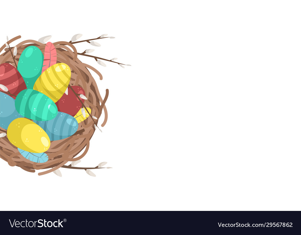 Easter template with space for text flat lay