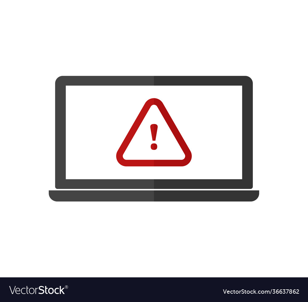 Error on computer monitor white isolated vector image Error on computer monitor white isolated