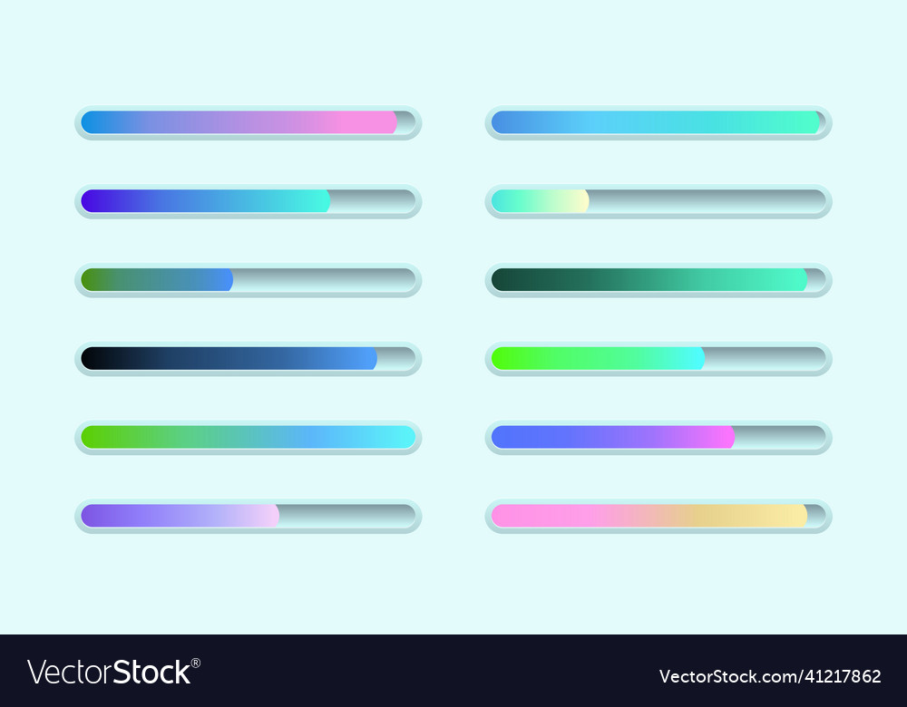 Gradient colorful sliders set vector image Gradient colorful sliders set
