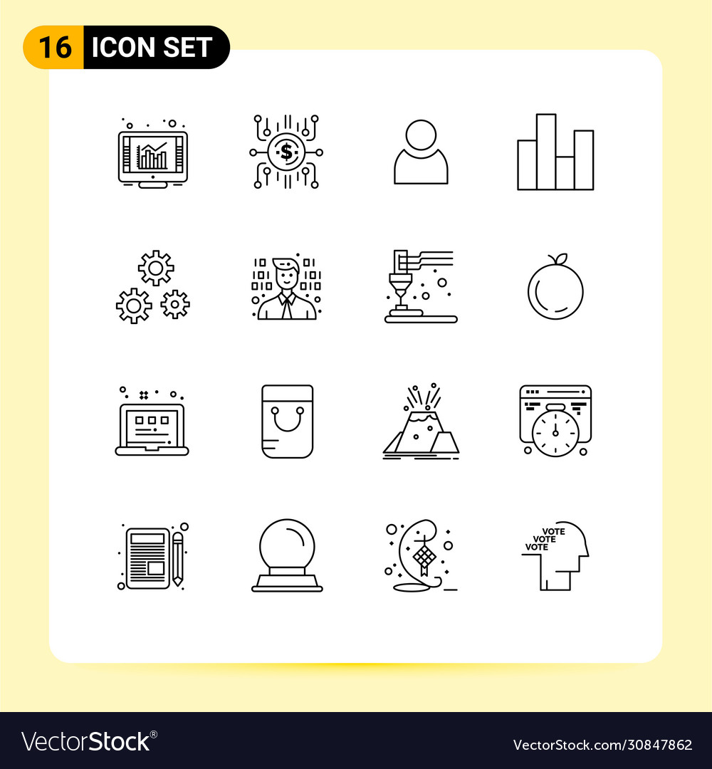 Group 16 modern outlines set for configuration