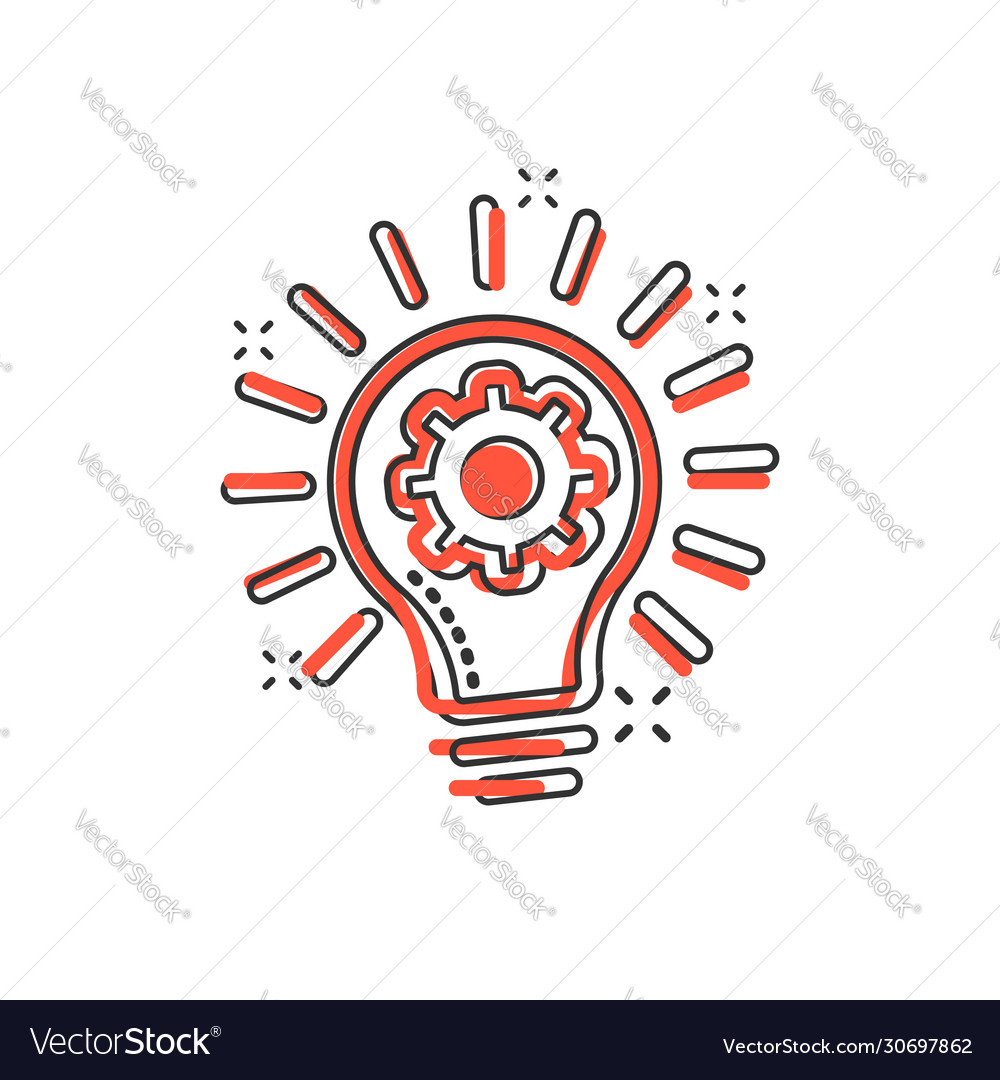 Innovation Icon In Comic Style Lightbulb Vector Image