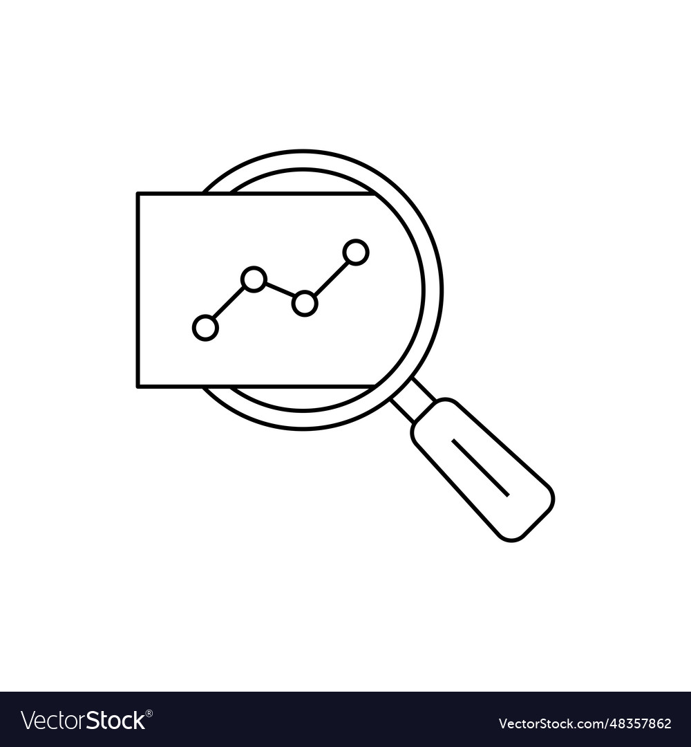 Insight icon like thin line magnifier with graph vector image Insight icon like thin line magnifier with graph