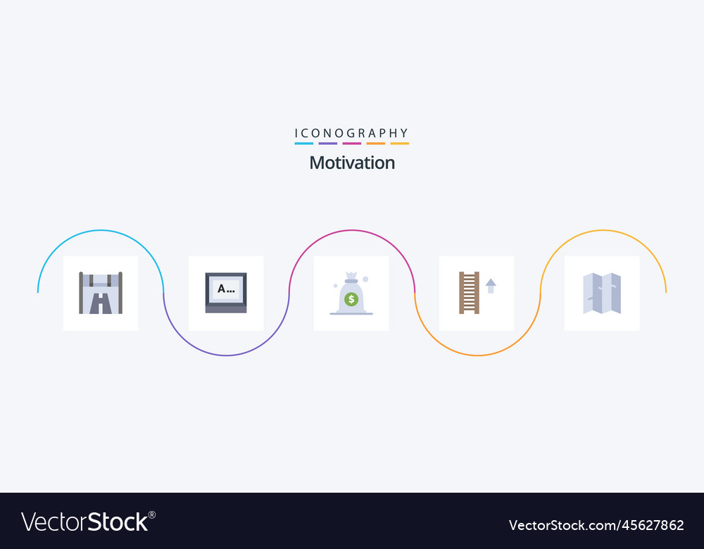 Motivation flat 5 icon pack including