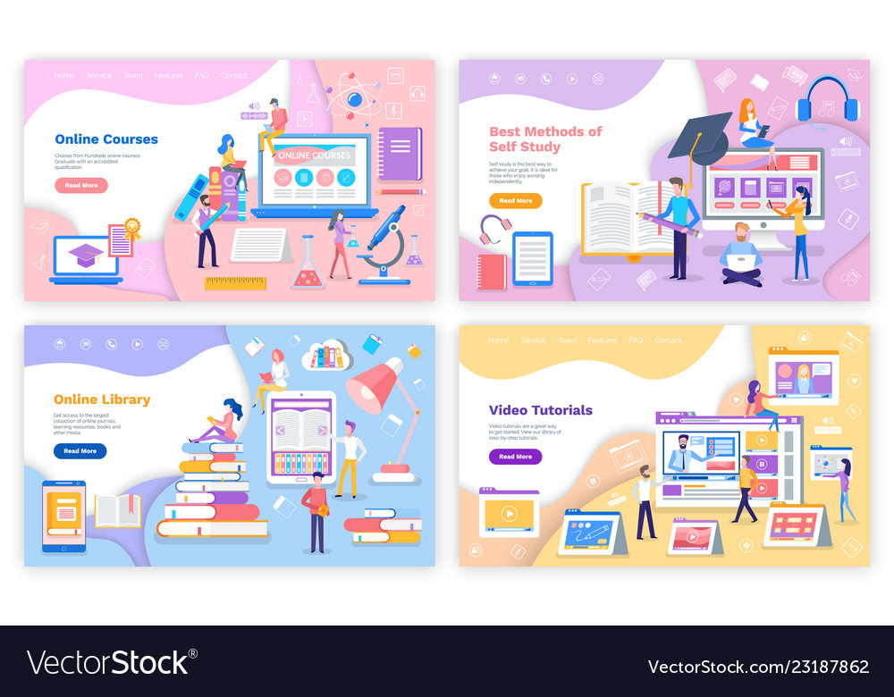 Online source and library self study tutorial vector image Online source and library self study tutorial
