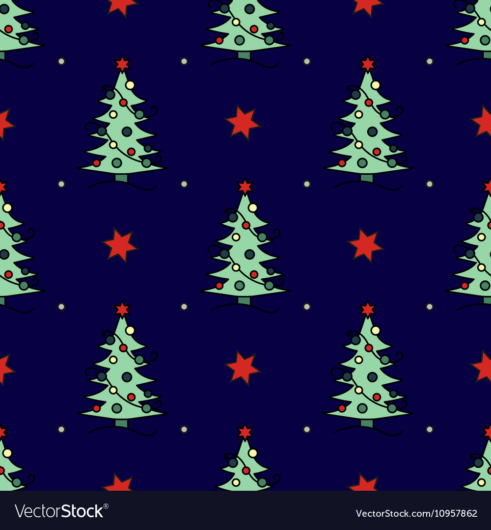 Seamless pattern with christmas tree