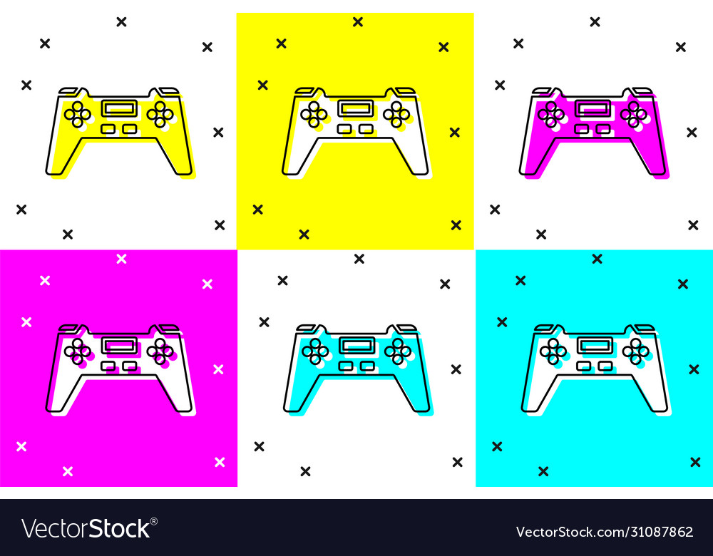 Set gamepad icon isolated on color background