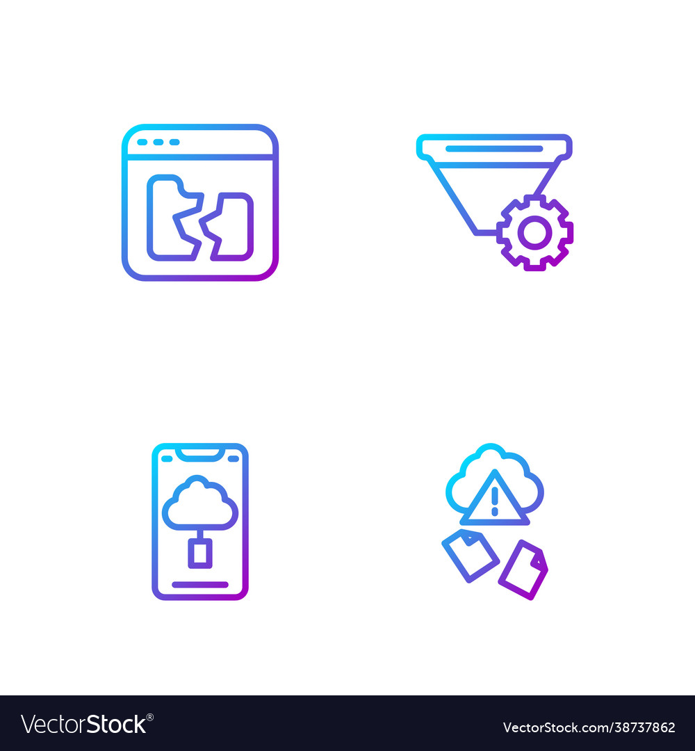 Set line cloud hacking technology data transfer vector image Set line cloud hacking technology data transfer