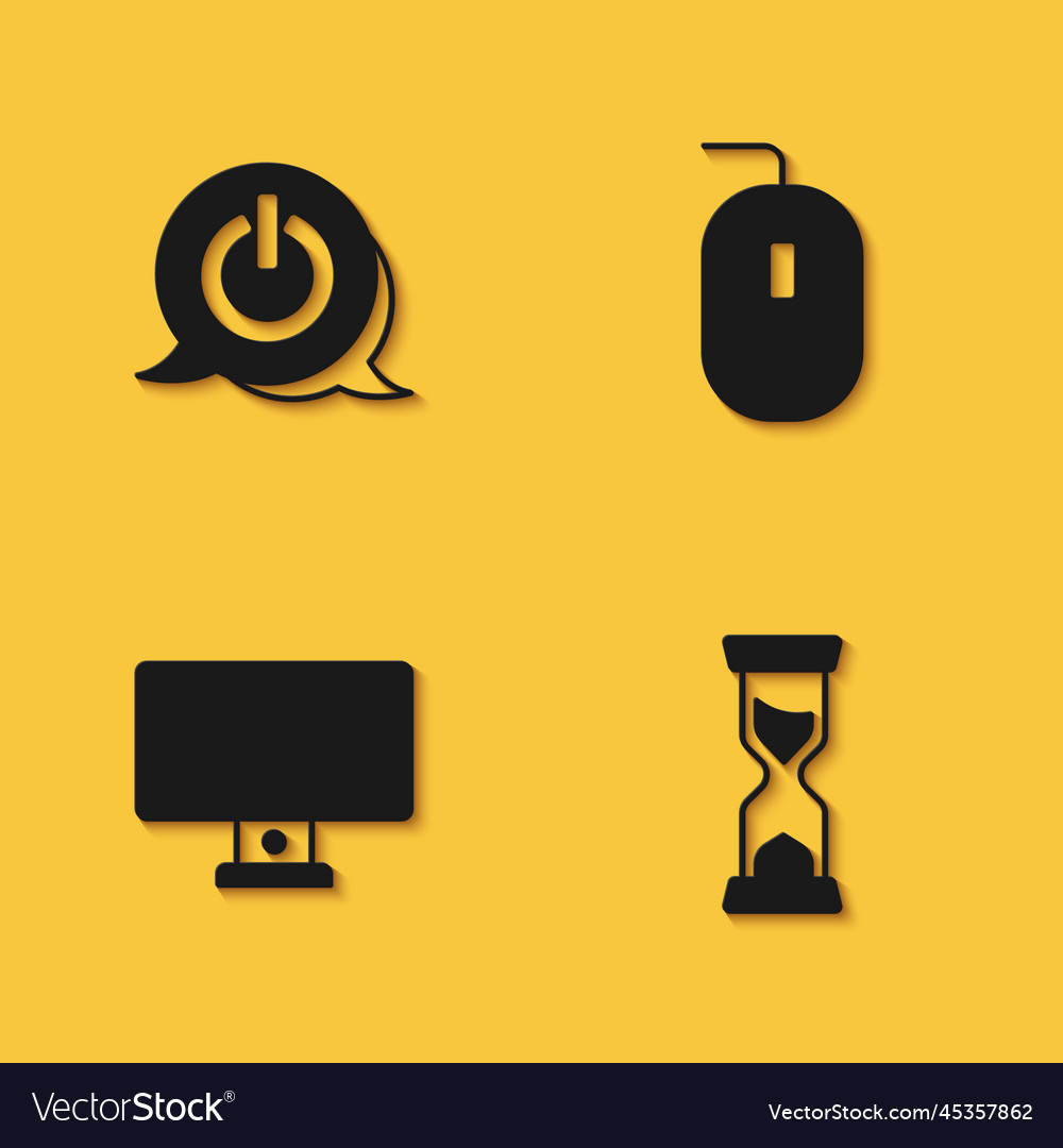 Set power button old hourglass computer monitor vector image Set power button old hourglass computer monitor