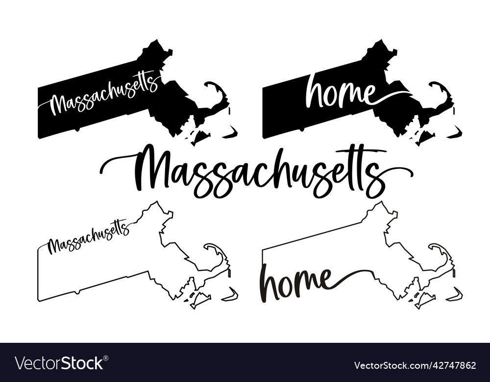 Stylized map of the us state massachusetts