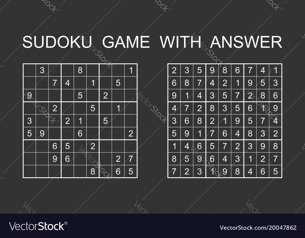 Sudoku game with answer puzzle numbers