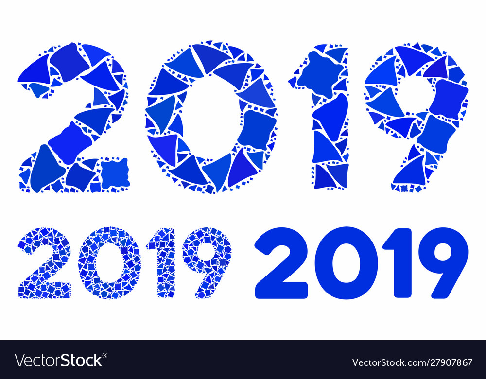2019 digits text composition icon uneven vector image 2019 digits text composition icon uneven