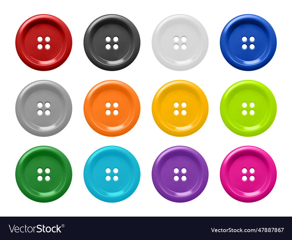 3d realistic buttons for clothes icon set Vector Image