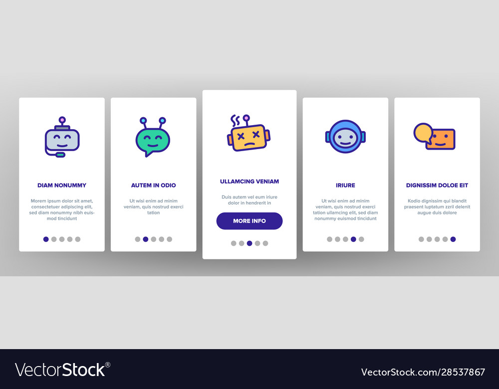 Chatbot robot onboarding icons set