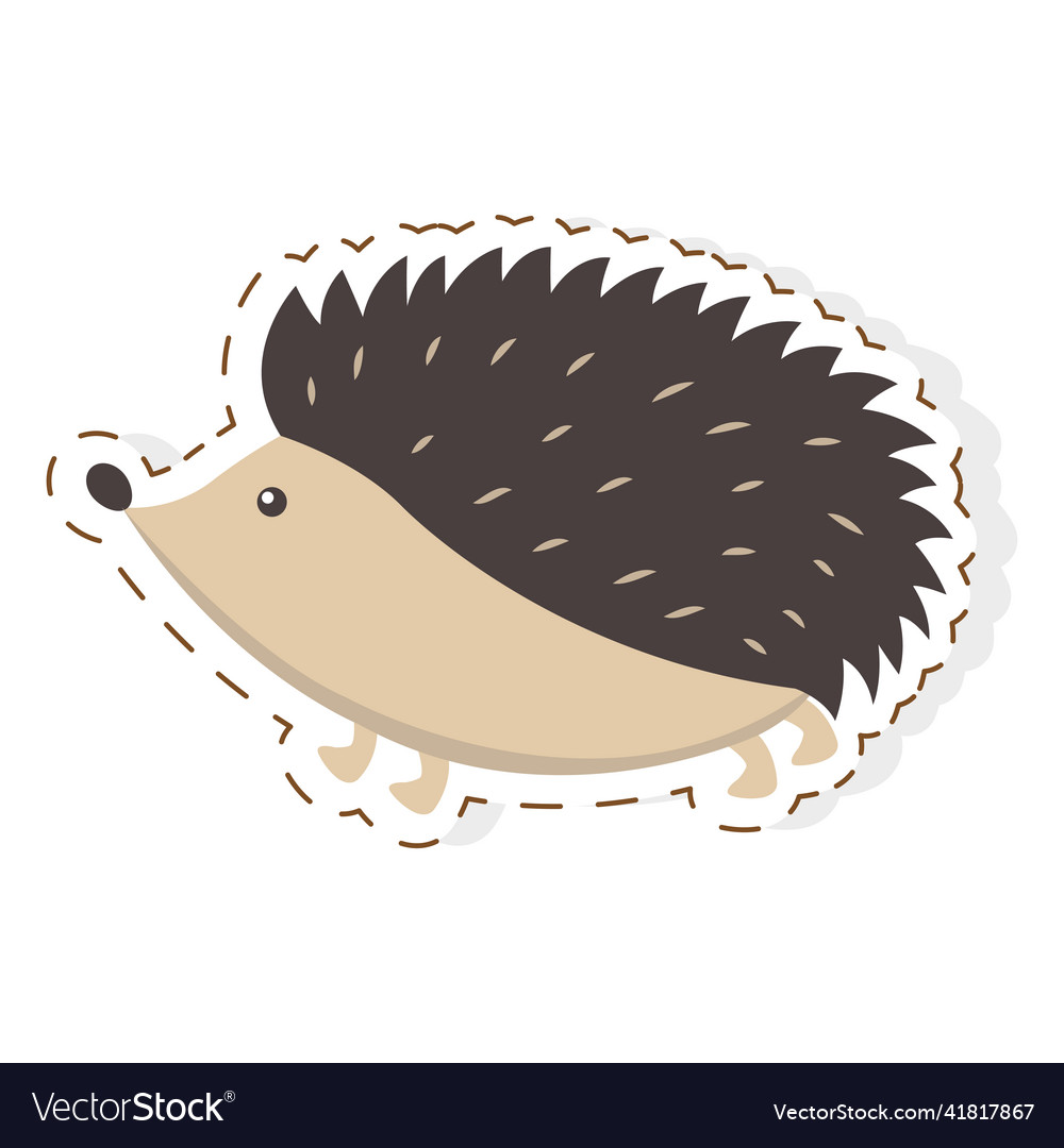 Cute hedgehog cartoon flat sticker or icon