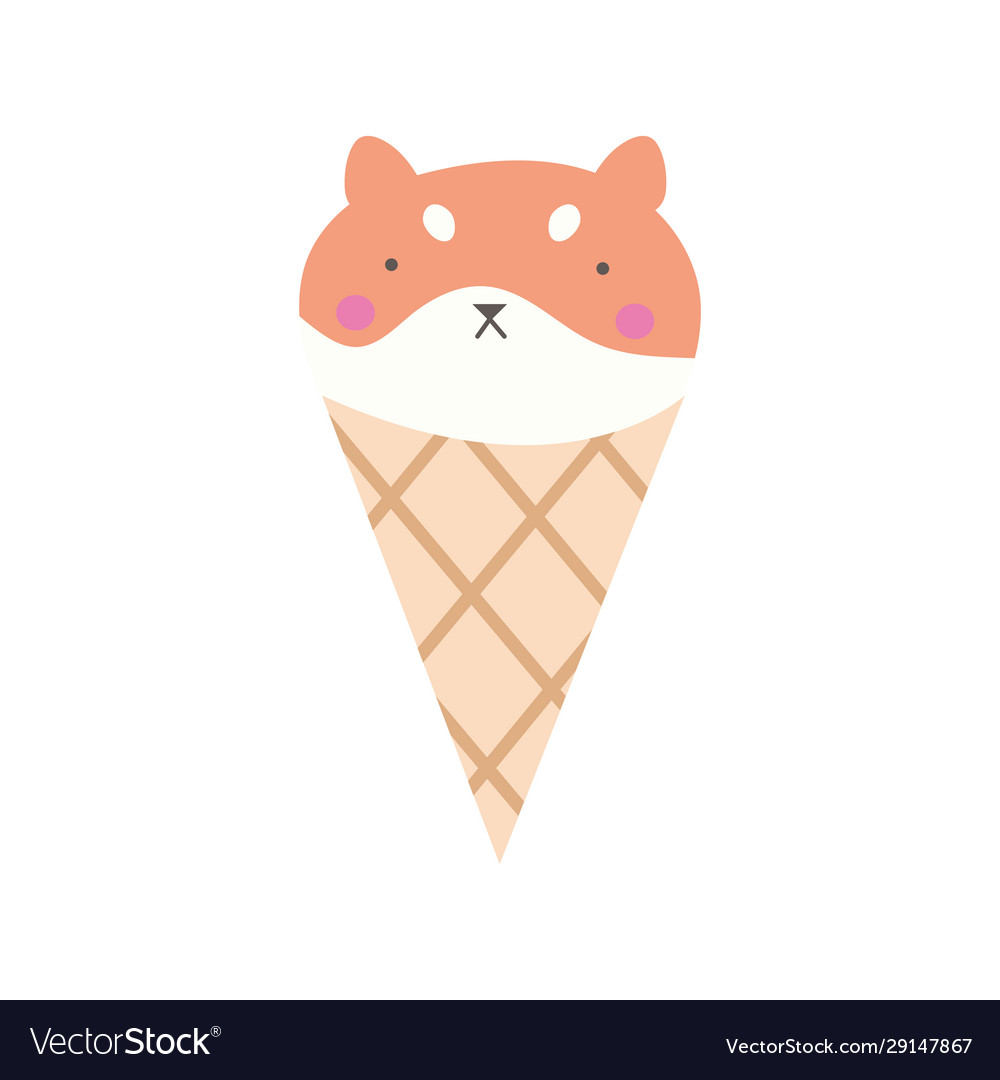 Cute little dog pet mascot in ice cream cone