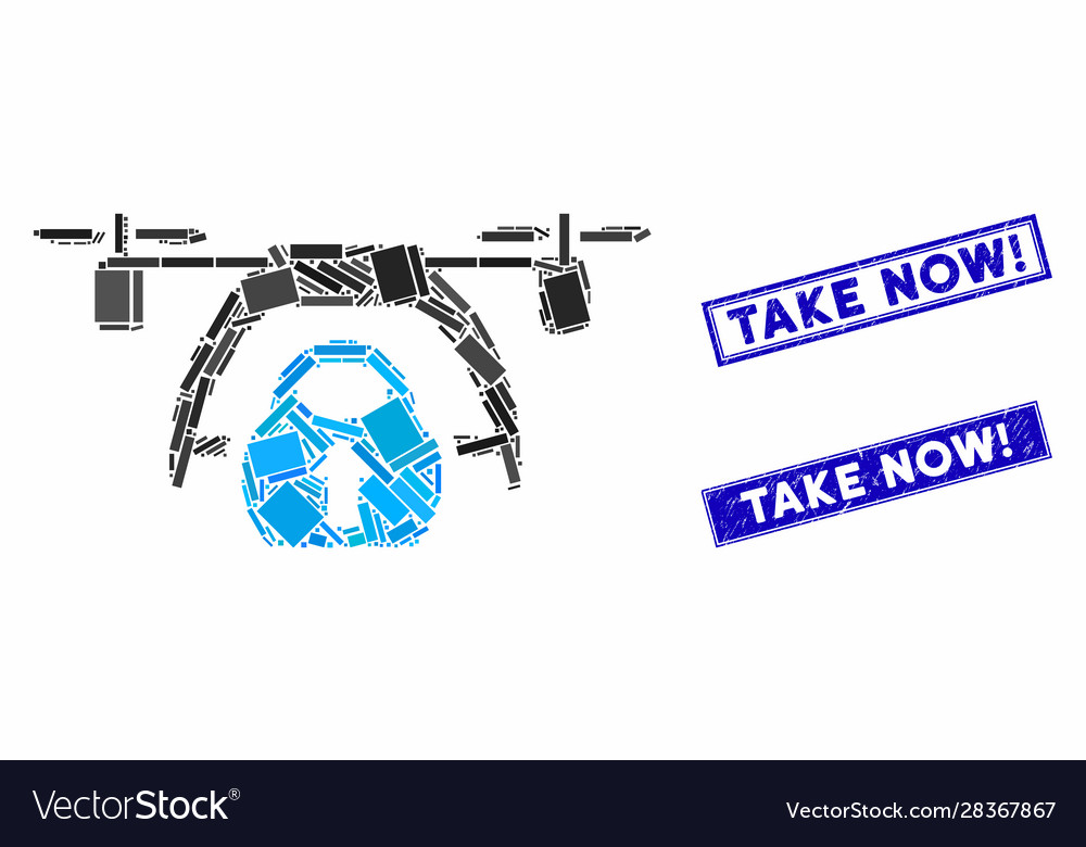 Drone loading mosaic and distress rectangle take Vector Image Drone loading mosaic and distress rectangle take