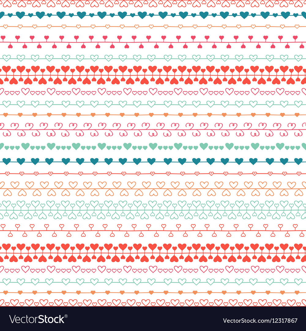 Hand drawn romantic seamless pattern with hearts