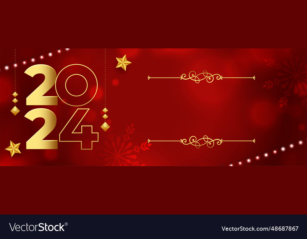 Line style 2024 golden lettering new year banner Vector Image