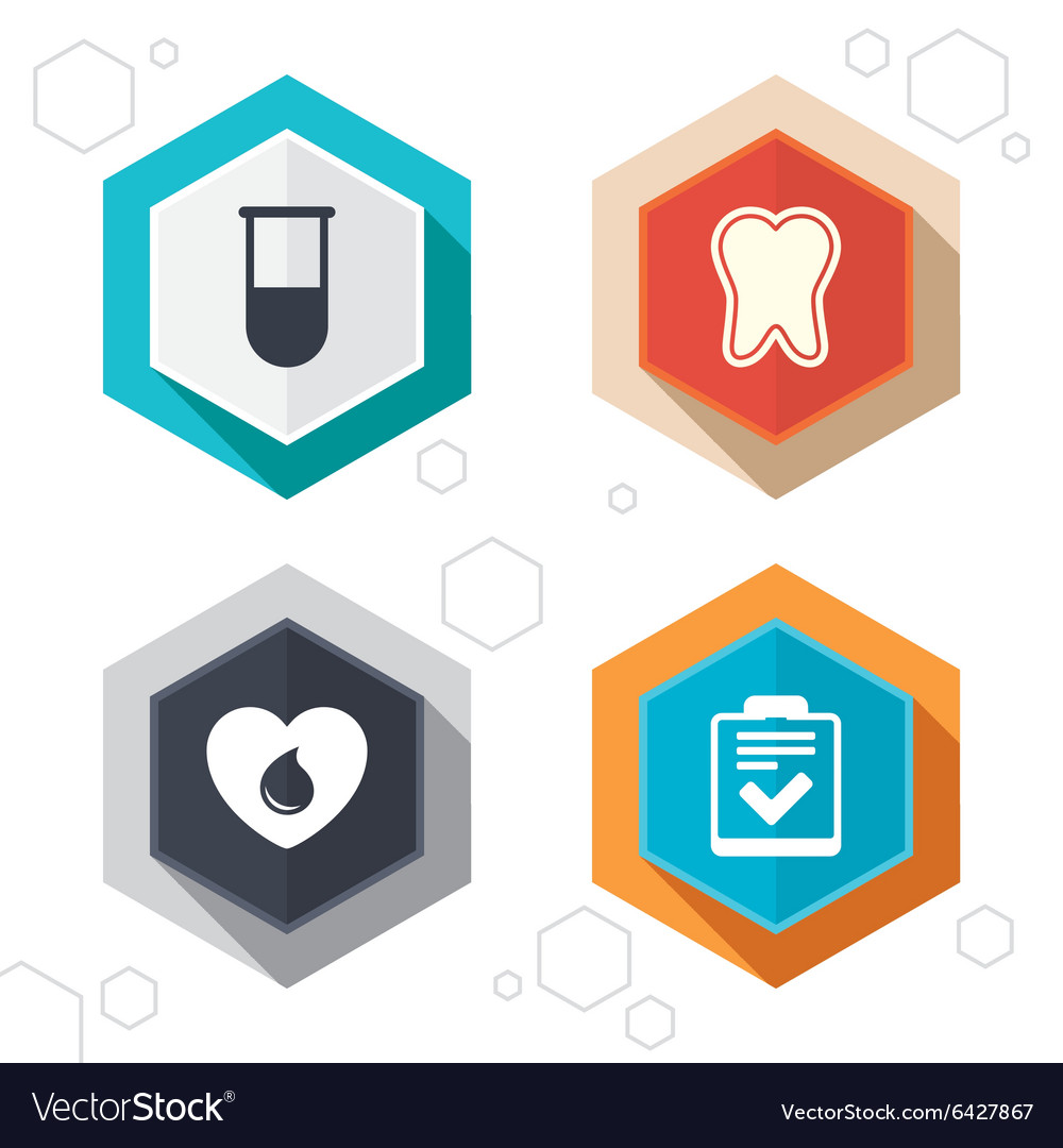 Medical icons tooth test tube blood donation