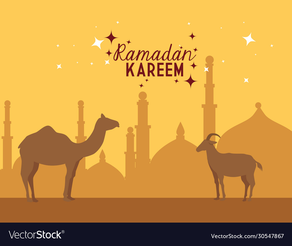 Ramadan kareem poster mit camels