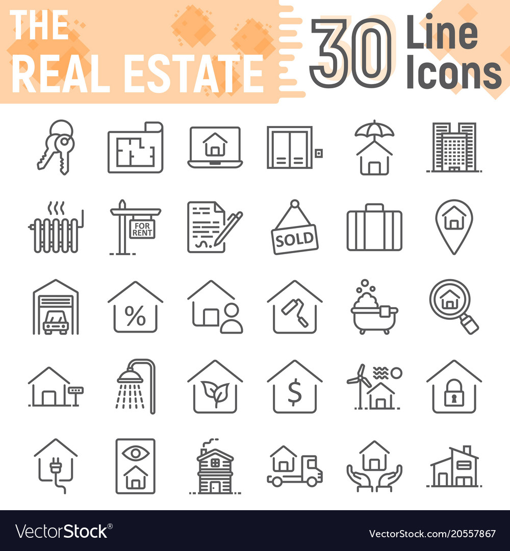 Real estate line icon set home symbols collection