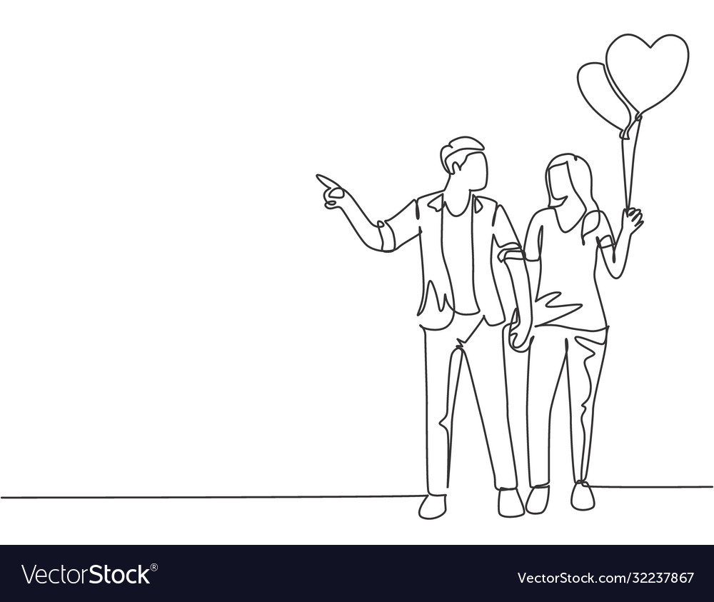 Romantic love concept one single line drawing Vector Image