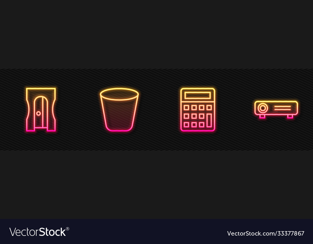 Set line calculator pencil sharpener trash can Vector Image Set line calculator pencil sharpener trash can