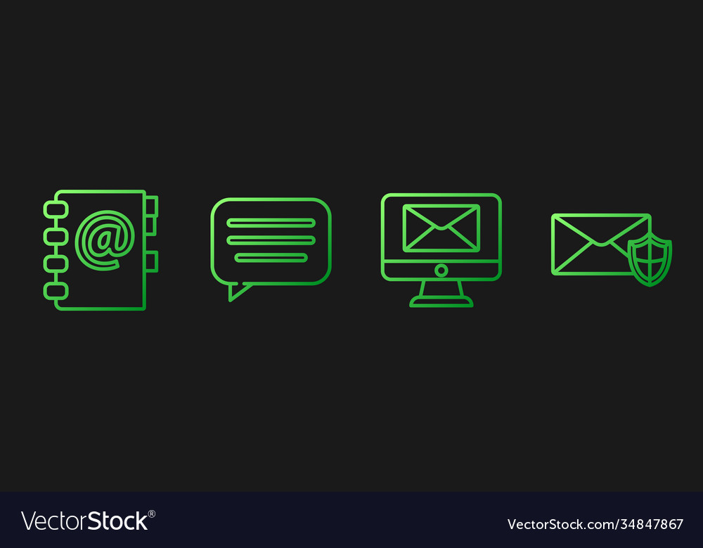 Set line monitor and envelope address book vector image Set line monitor and envelope address book