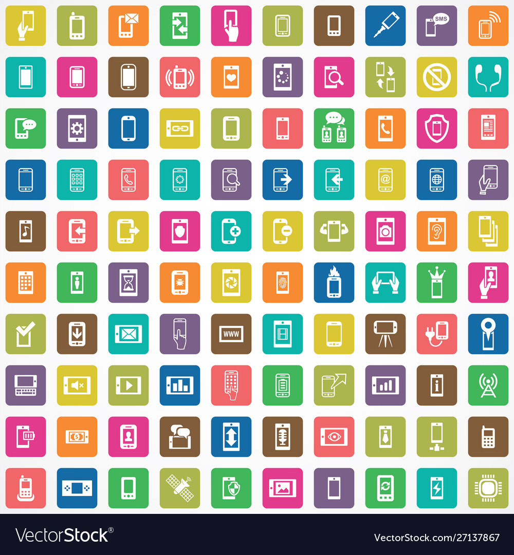 Smartphone 100 icons universal set for web and ui