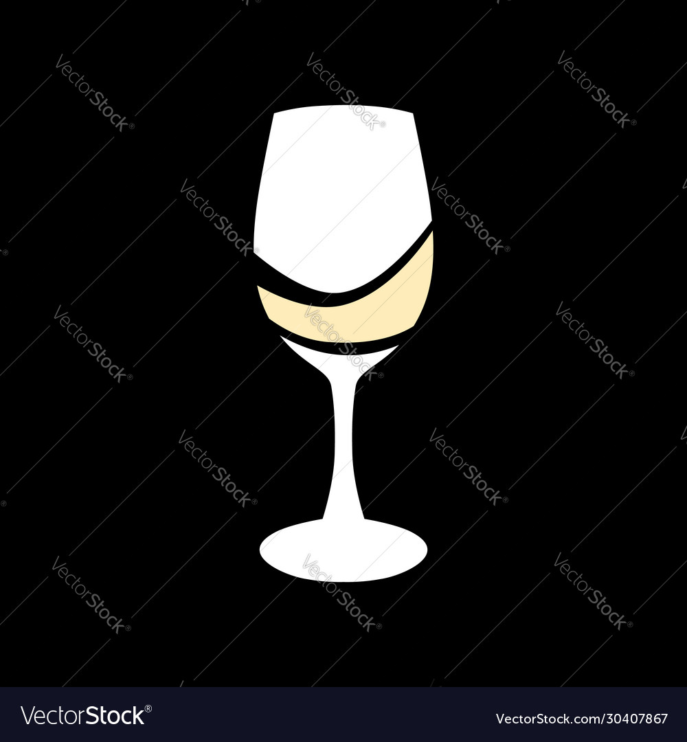 White wine glass symbol on black backdrop Vector Image