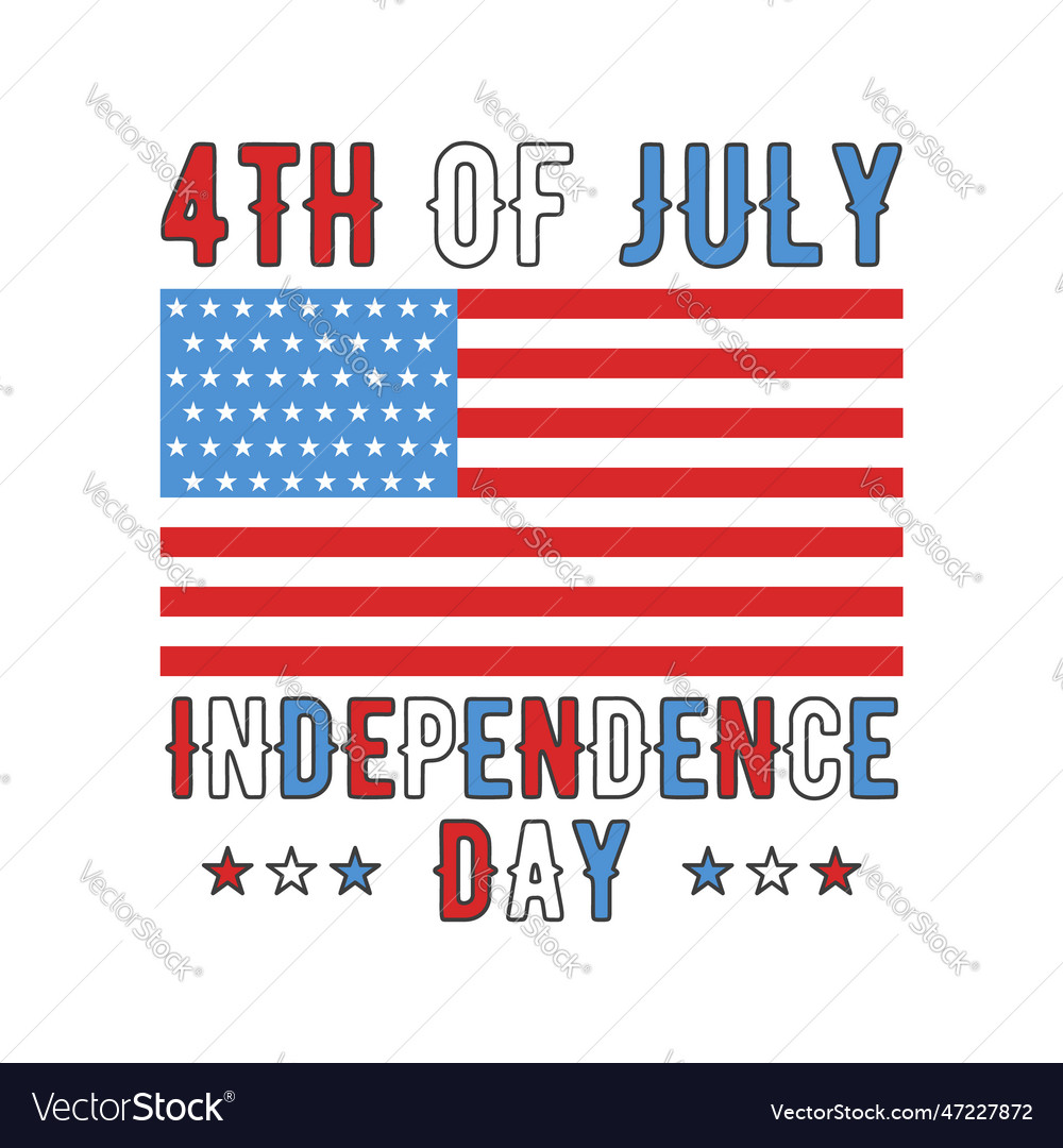 4th of july typography design with flag us Vector Image