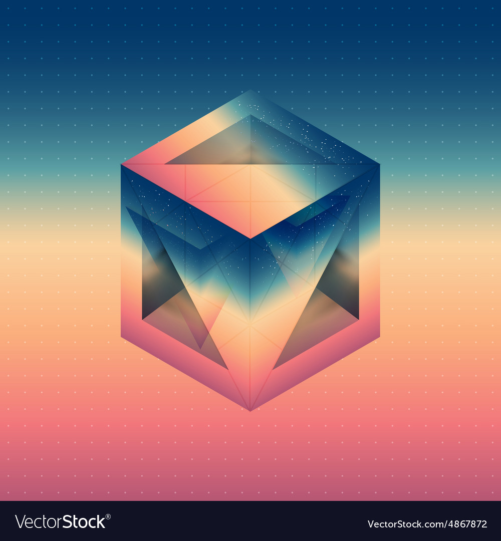 Abstract isometric cube with the reflection