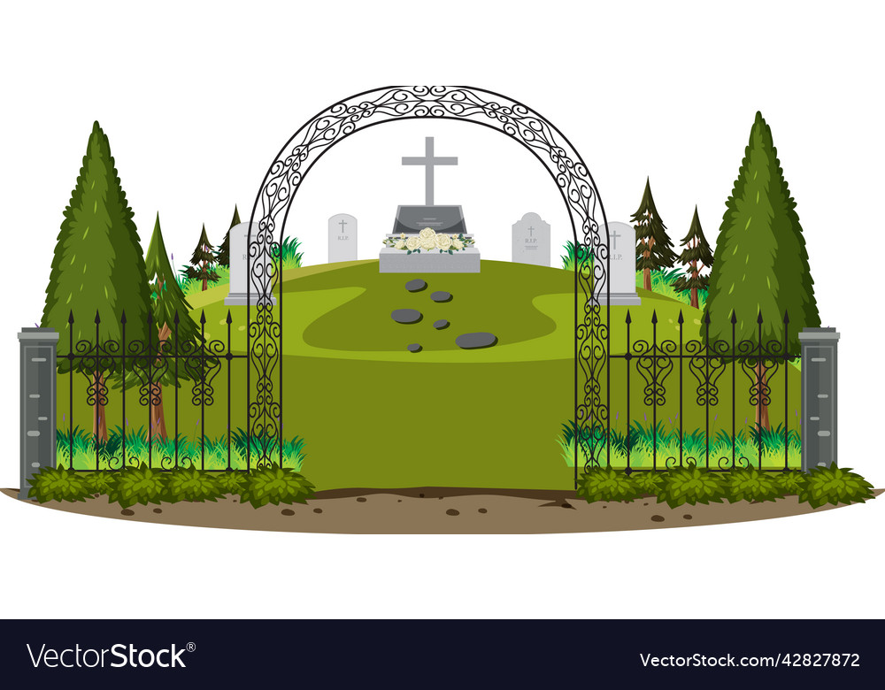 Cemetery graveyard scene isolated