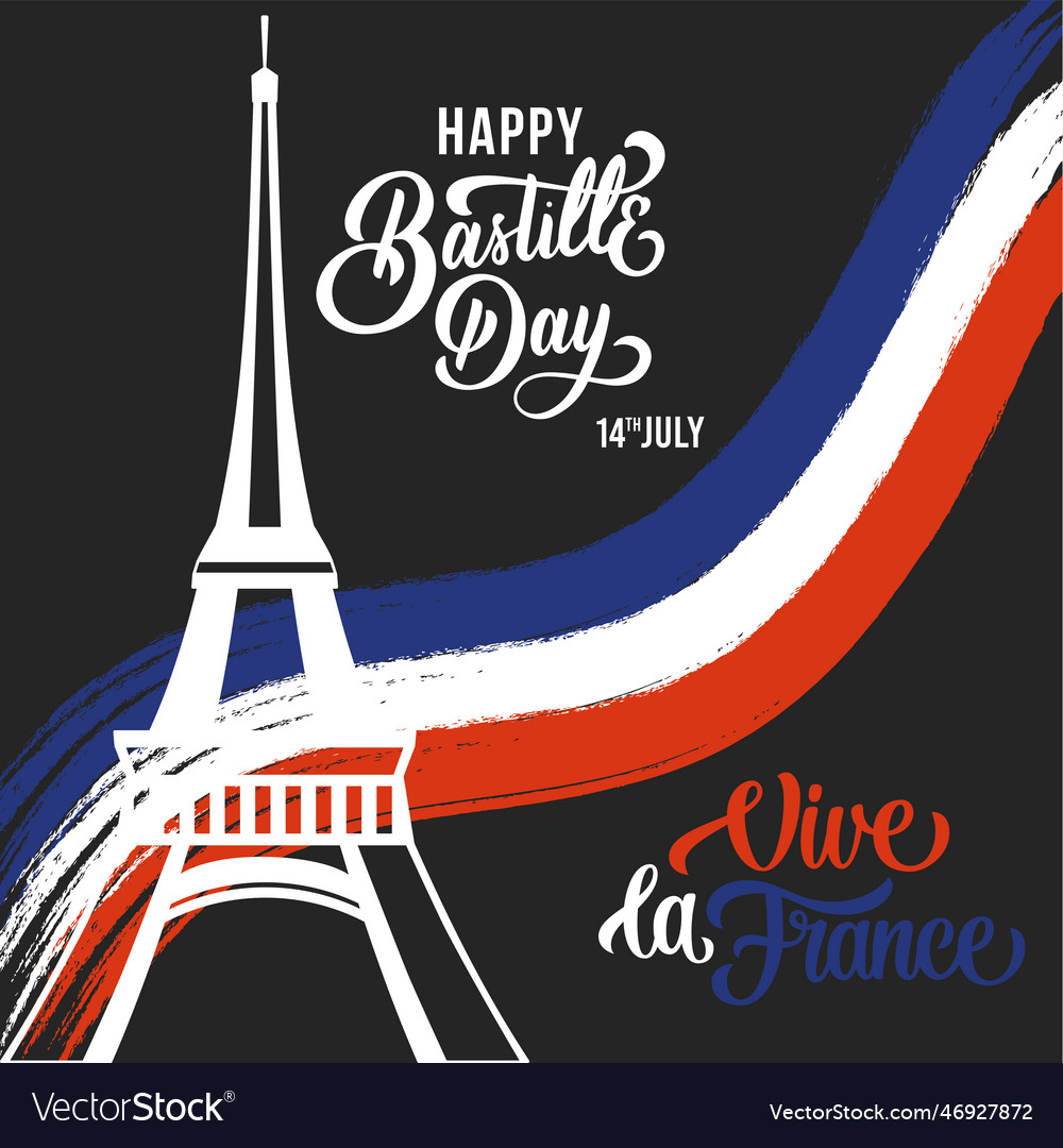 Colored bastille day template with landmark Vector Image