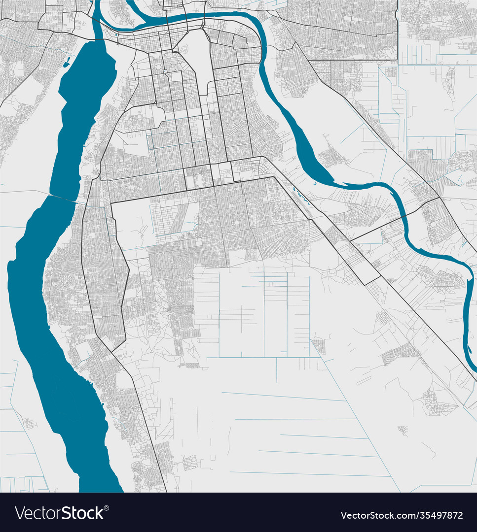 Detailed map khartoum city linear print map Vector Image