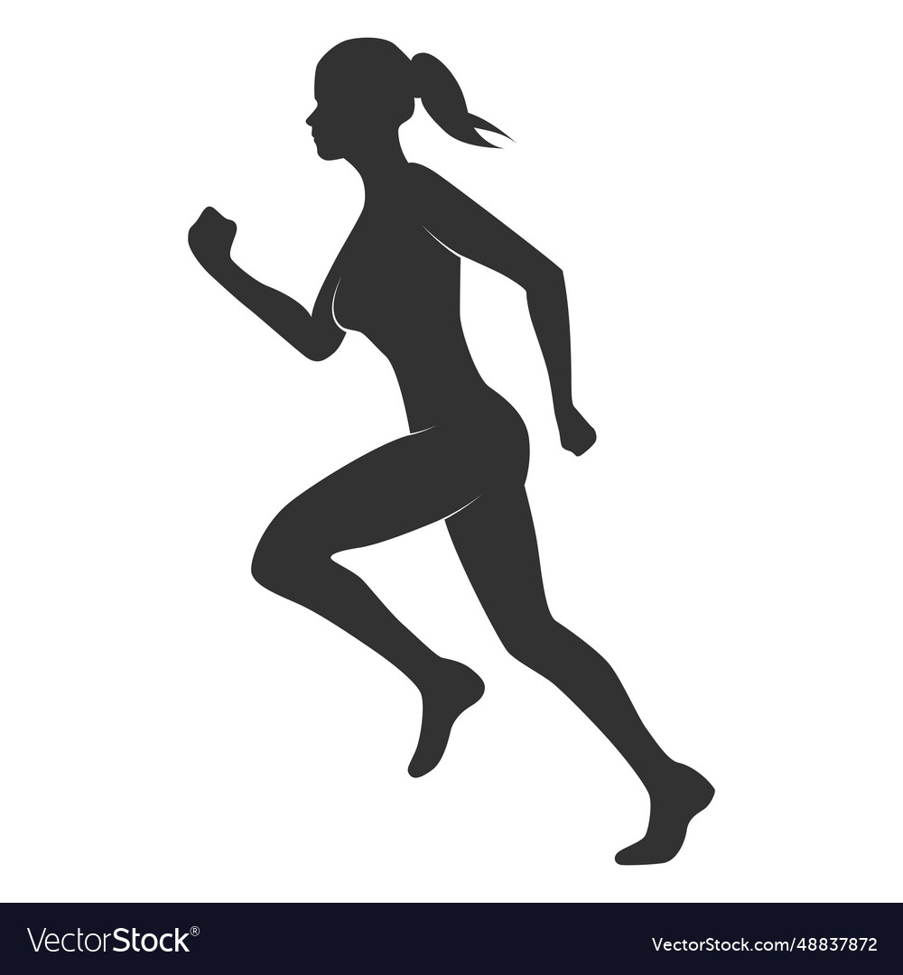 Fitness woman silhouette running Royalty Free Vector Image