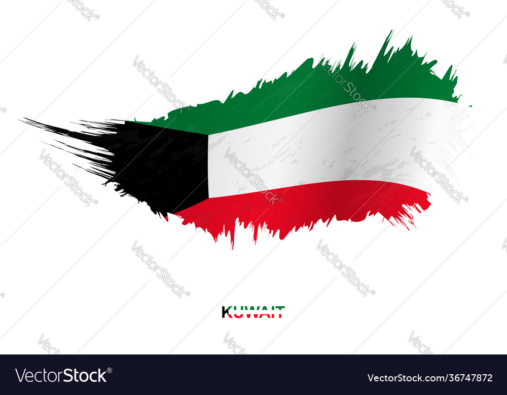Flag kuwait in grunge style with waving effect Vector Image Flag kuwait in grunge style with waving effect